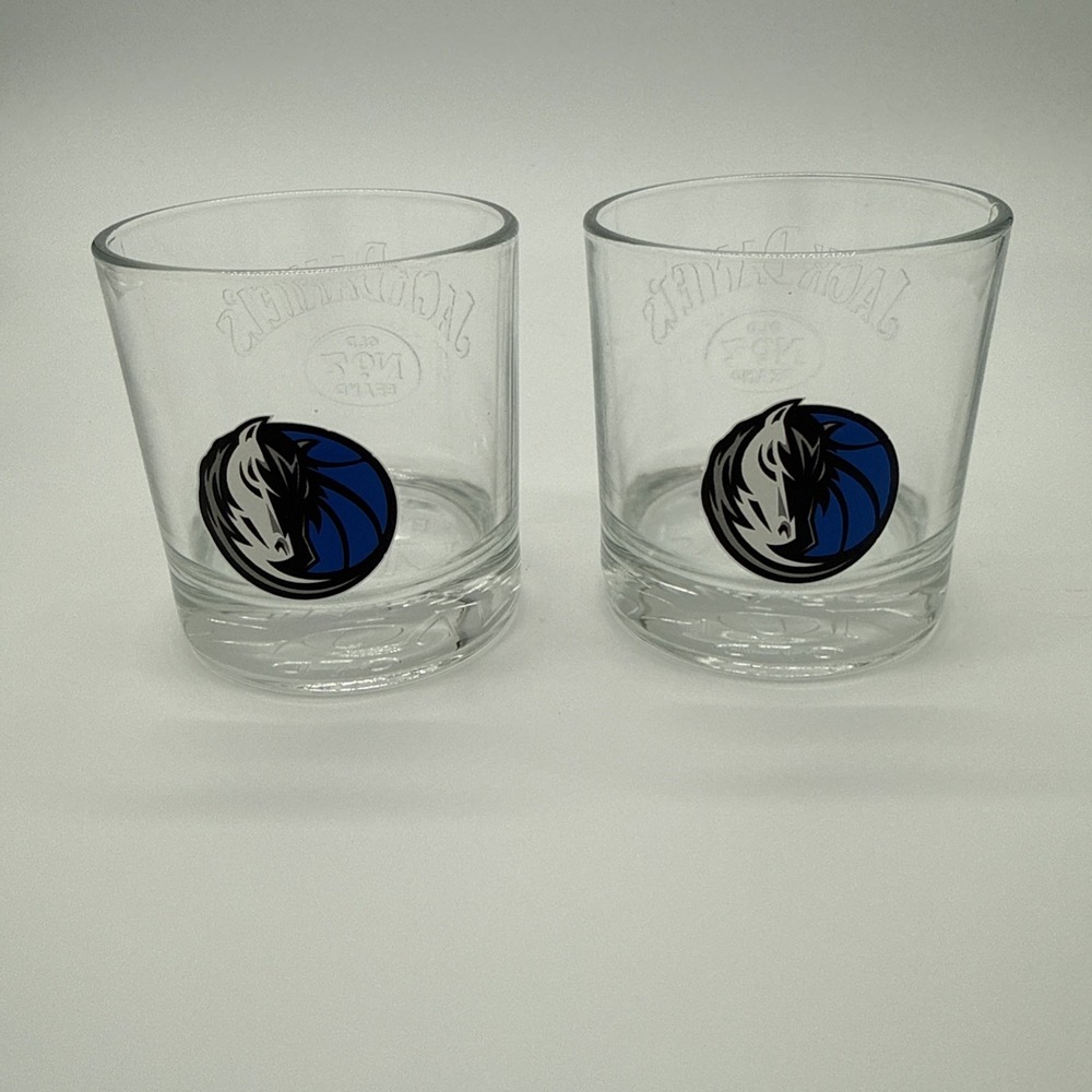 Dallas Mavericks Jack Daniel's Old No. 7 Whiskey Glasses Barware NBA Set of 2